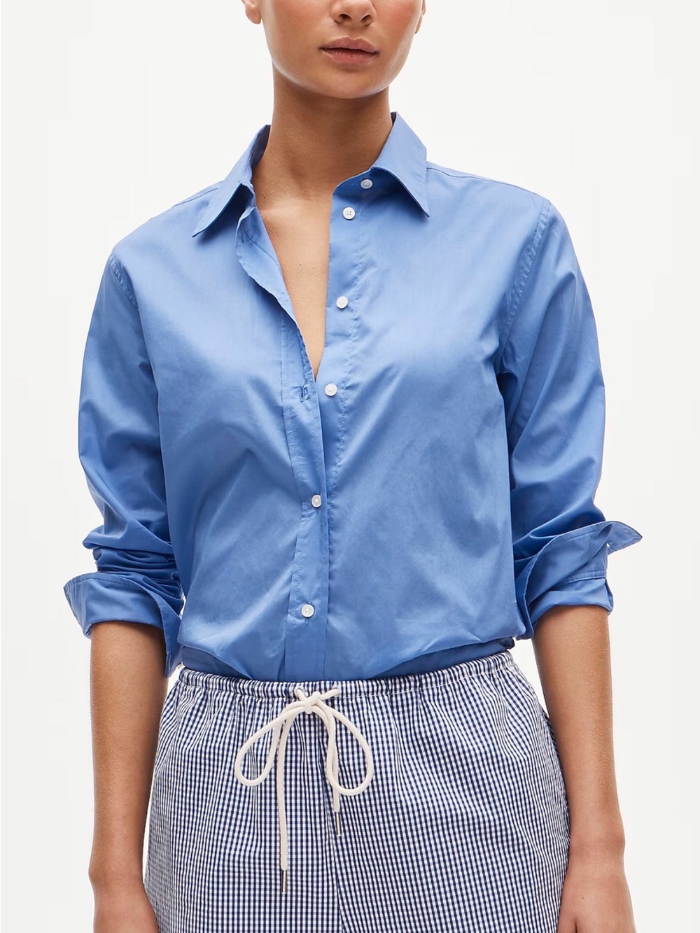 Cruise drawstring short in gingham cotton poplin Sz M - Picture 3 of 8